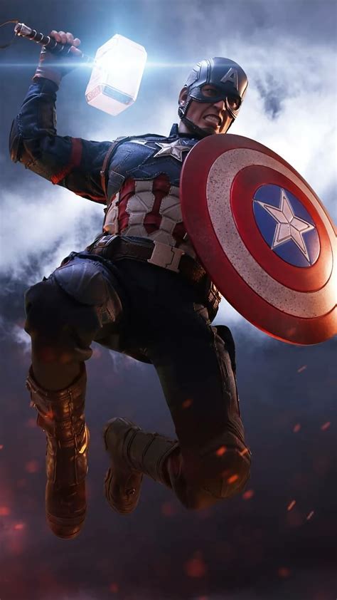 Captain America Mjolnir Hammer Shield Avengers Endgame 4k Hd Phone Wallpaper Rare Gallery