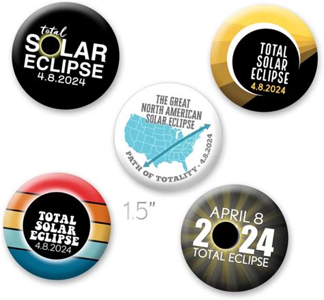 Botones Solar Eclipse 2024 5 Pack Gran Eclipse Chile Ubuy