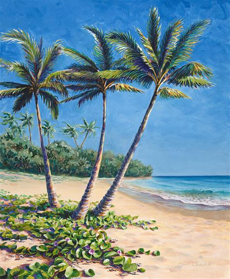 Tropical Paradise Landscape Hawaii Beach And Palms
