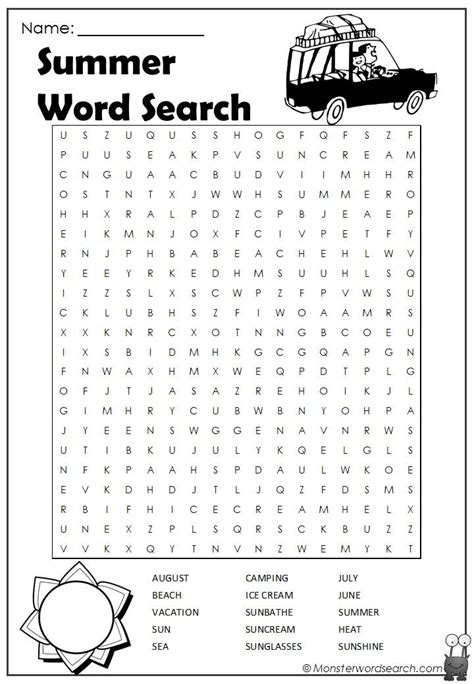 Summer Word Search Summer Words Word Puzzles For Kids Word Games