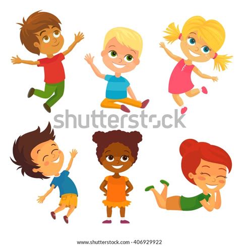 Vector Illustration Happy Kids Having Fun Stock Vector Royalty Free