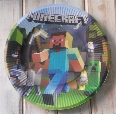 Minecraft Plates And Napkins Mining Pixel World Birthday Party