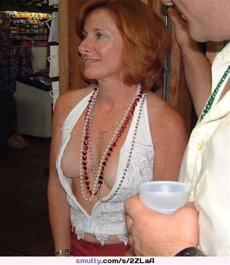 Redhead Milf Mature Beads Shirtopen Freckles Freckled Cleavage Nippleslip Flashing
