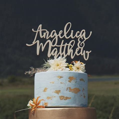 Rustic Wedding Cake Topper Custom Name Cake Topper Personalized