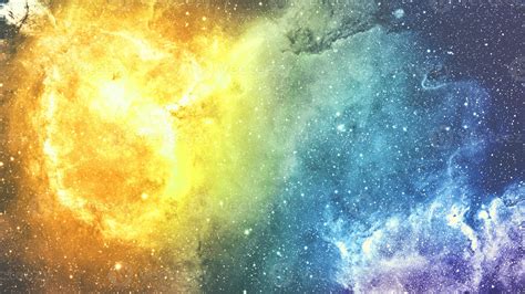 Infinite Beautiful Cosmos Yellow And Blue Background With Nebula