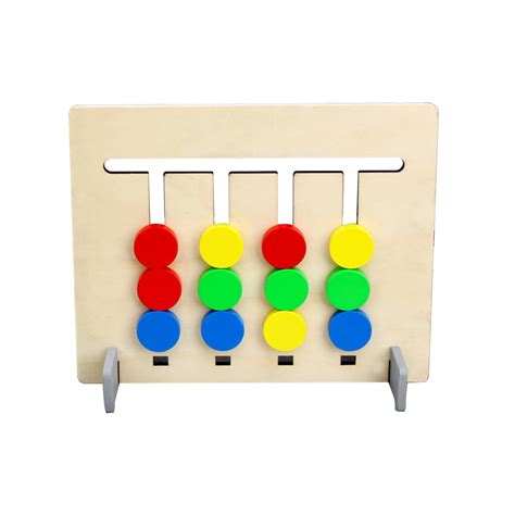 Double Sided Four Color Wooden Puzzle Montessori Toy Children Logical Training Puzzle Matching