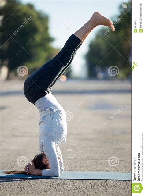 Street Yoga Supported Headstand Yoga Pose Stock Image Image Of Asana