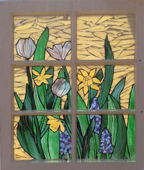 This Gorgeous Stained Glass Mosaic Panel Features Spring Flowers