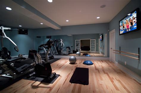 Home Basement Gymnasium And Dance Studio Modern Home Gym Dc Metro