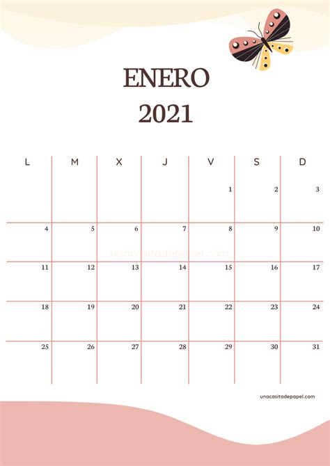 Calendario Enero Para Imprimir Gratis Una Casita De Papel