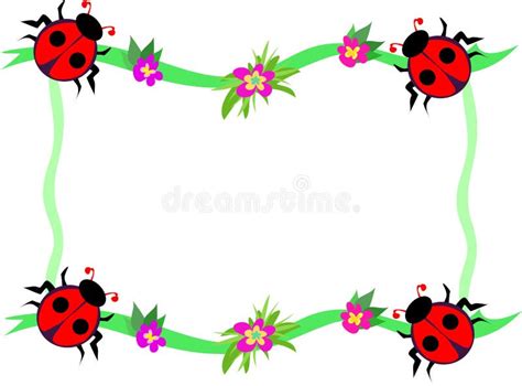 Ladybugs Border Frame With Clovers Stock Illustration Illustration Of