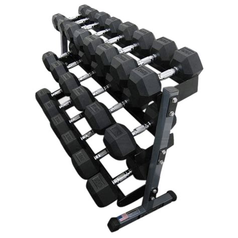 3 Tier Rubber Hex Dumbbell Rack Gym And Fitness