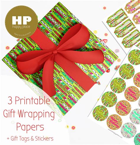 Birthday Printable Wrapping Paper Etsy Printable Wrapping Paper