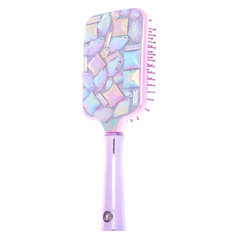 Bedazzled Paddle Hair Brush Purple Claires Us