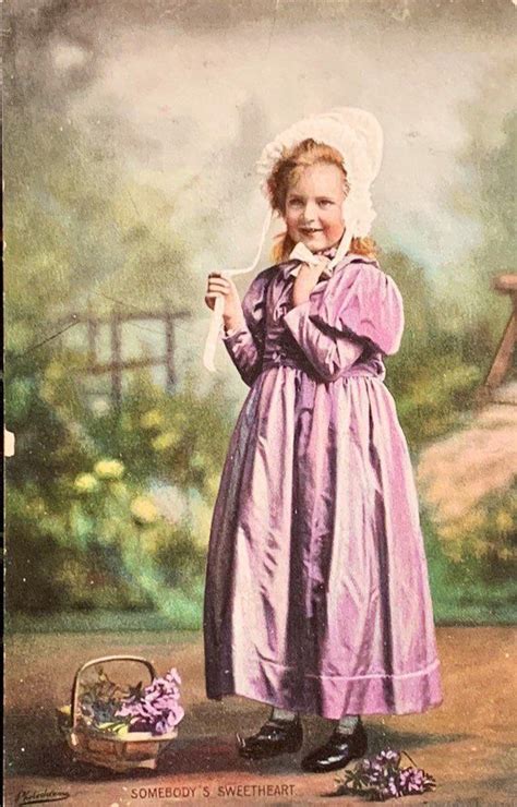 Antique 1900s Portrait Postcard Little Victorian Girl Wearing Etsy