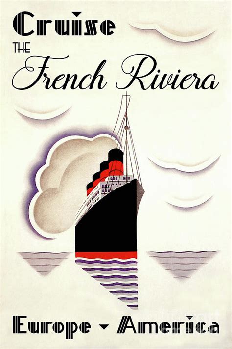 French Art Deco Vintage Cruise Ship Travel Poster Painting By Tina