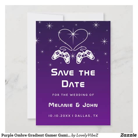 Purple Ombre Gradient Gamer Gaming Nerdy Geek Cute Save The Date