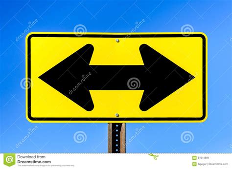 Double Arrow Yellow Traffic Sign Stock Photo Image Of