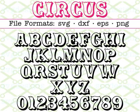 Circus Svg Font Cricut And Silhouette Files Svg Dxf Eps Png