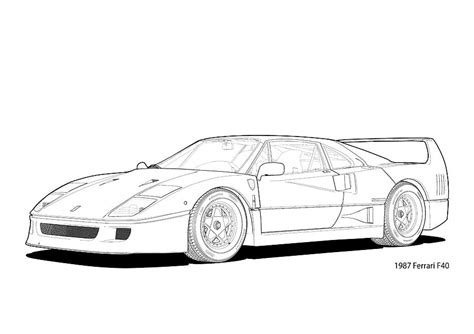 Ferrari F40 1987 Line Illustration Digital Art By Digitalcarart