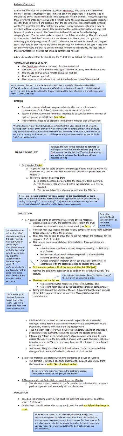 Legal problem solving is an essential skill for the study and practice of law. IRAC Guide : Current Students : The University of Western ...