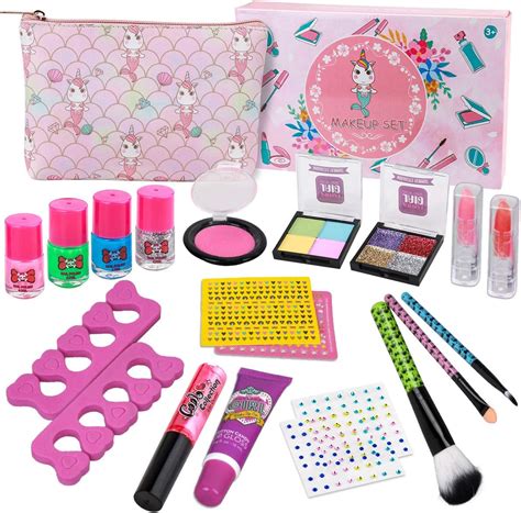 Kids Washable Makeup Set Real Cosmetic Kit With Unicorn Makeup Bag