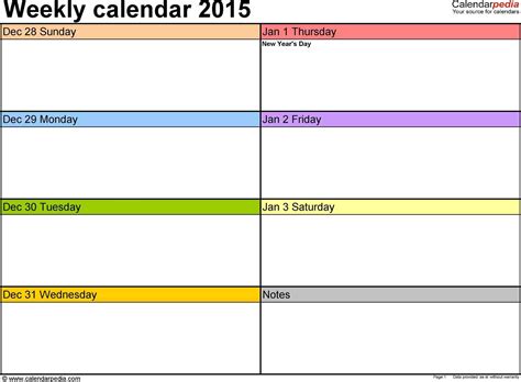 One Week Calendar Template Excel Sample Templates Sample Templates