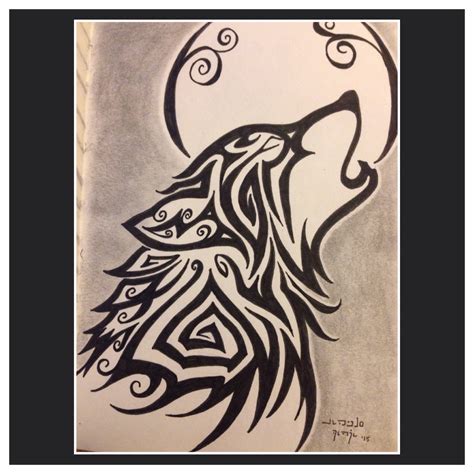Tattoos Wolf Howling At The Moon Drawing