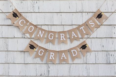 Congrats Grad Banner Graduation Burlap Banner Class Of 2021 Etsy