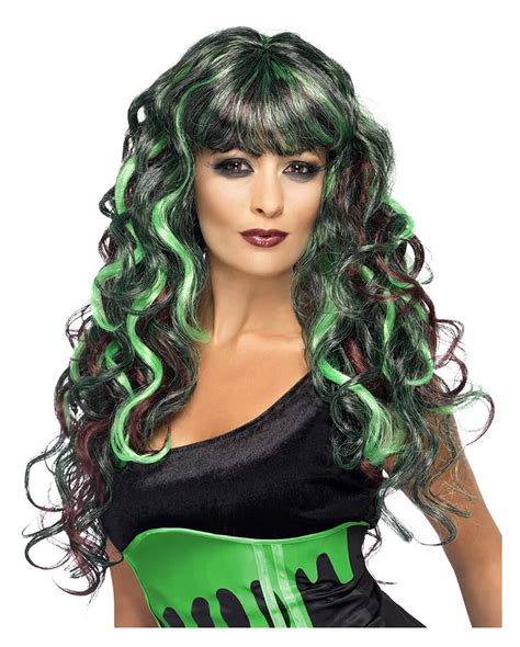 Siren Curly Wig Green Purple Witch Wig Horror