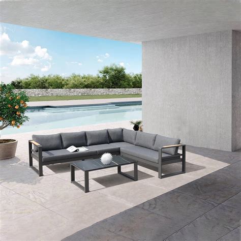 Kt Modern Aluminum Sectional Outdoor Sofa Set Lounge Set For Garden