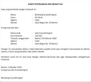 Contoh surat izin orang tua untuk berbagai kegiatan. Contoh Surat Izin Orang Tua untuk Melamar Kerja di Pabrik ...