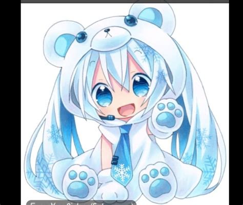 Cute Little Anime Girl With A Polar Bear Costume Cute Anime Chibi