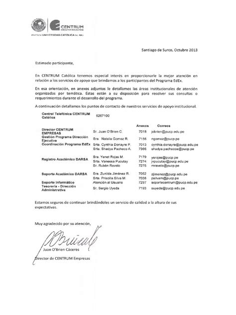 Carta De Bienvenida Pdf