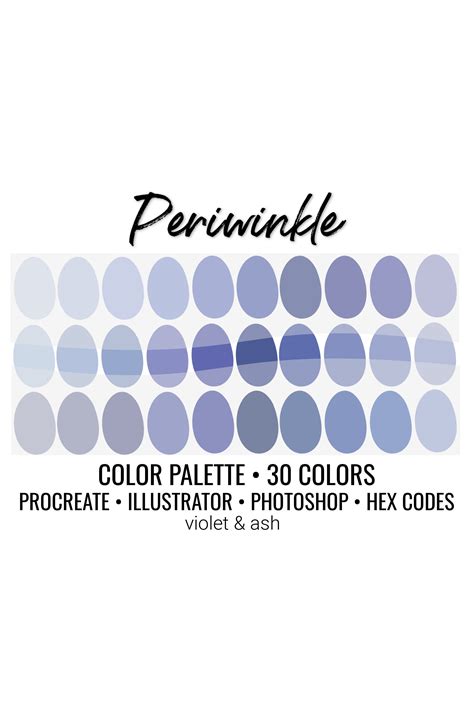 Periwinkle Procreate Palette Color Chart Blue Purple Etsy Canada