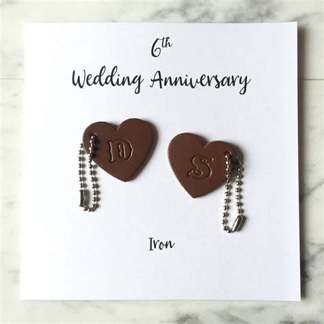 6th Wedding Anniversary Card Personalised Iron Anniversary Leather