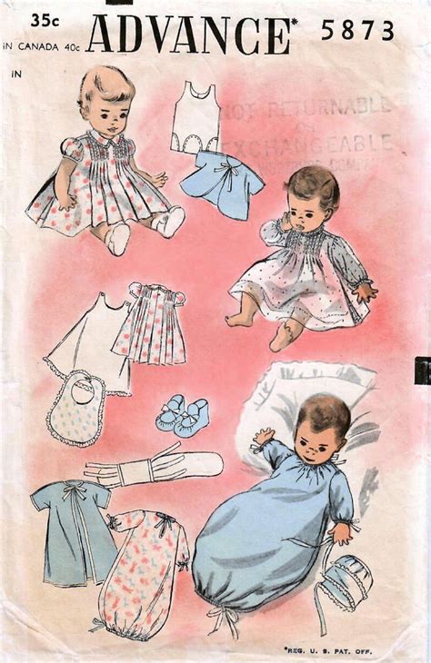 1950s Advance 5873 Vintage Sewing Pattern Infant Layette Etsy