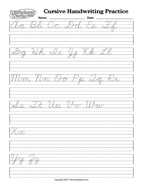 Worksheetworks Cursive Handwriting Practice 1 Pdf Calligraphy Writing