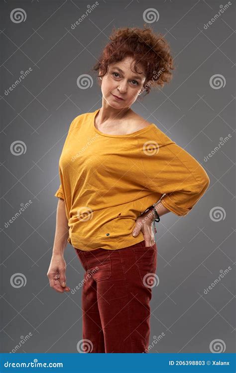 Curly Redhead Mature Woman Stock Image Image Of Single 206398803