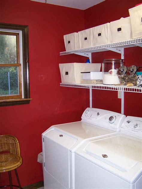 Red Red Laundry Rooms Laundry Closet Laundy Room Mudroom Makeover Cosy House Red Rooms