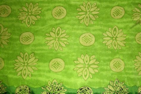 Green Fabric Texture With Yellow Flowers And Circles Picture Free