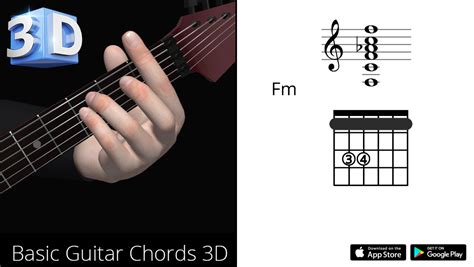 Guitar 3d Chords Fm Fa Minor Polygonium Inc