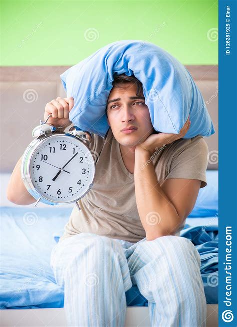 The Man Having Trouble With His Sleep Stock Image Image Of Alarm