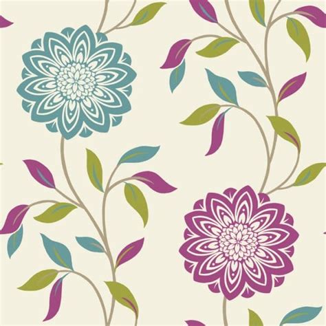 Buy Fine Decor Chloe Wallpaper Teal Pink White