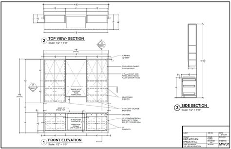 Architectural Kitchen Cabinet Cad Elevation Shop Drawing Services In