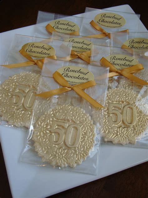 10 Number Fifty 50 White Chocolate Gold Dusted Floral Candy Party