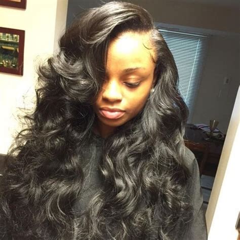 Middle Part Sew In With Bangs Sew Hot 40 Gorgeous Sew In Hairstyles50