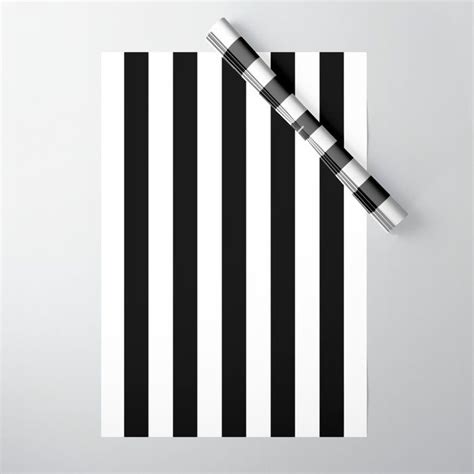 Solid Black And White Wide Vertical Cabana Tent Stripe Wrapping Paper