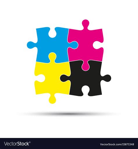 Abstract Logo Four Puzzle Pieces In Cmyk Colors Vector Image