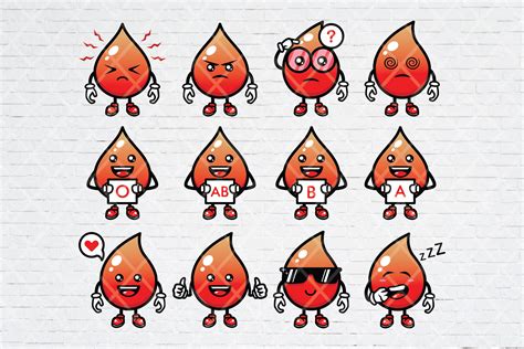 12 Cute Blood Emoji Cartoon Collection Svg Download For Blood Etsy